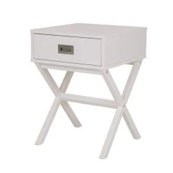 Wholesale 👍 Glitzhome® White Wood X-Shape Side Table with Drawer ⌛