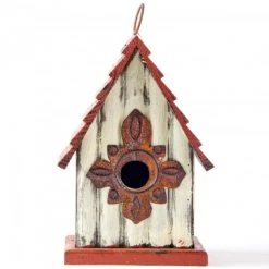 Outlet 👏 Glitzhome® Tall White & Red Distressed Wood Bird House ⭐