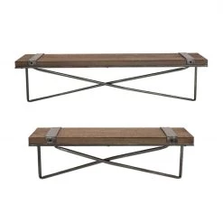 Hot Sale 🔥 Glitzhome® Metal & Wood Mounting Floating Wall Shelves, Set of 2 🥰 -Glitzhome Sales 29084 1504004193