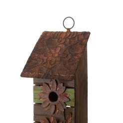 Top 10 ⌛ Glitzhome® Hanging 2-Tiered Distressed Wood Bird House with Flowers 😍 -Glitzhome Sales D081457S 5