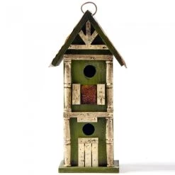Buy ⭐ Glitzhome® Tall 2-Tiered Distressed Wood Hand Painted Bird House 💯