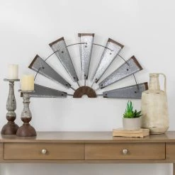 Buy 🛒 Glitzhome® Galvanized Metal Semi-Circle Windmill Wall Décor 💯 -Glitzhome Sales D081474S 3