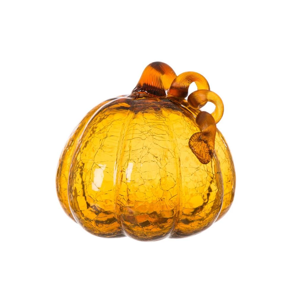 Hot Sale π Glitzhome® Crackle Glass Pumpkin, Amber π₯ 4 Hot Sale π Glitzhome® Crackle Glass Pumpkin, Amber π₯ - Image 2
