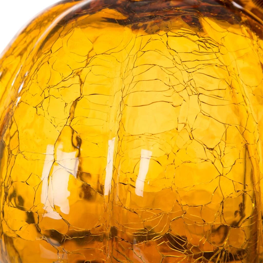 Hot Sale π Glitzhome® Crackle Glass Pumpkin, Amber π₯ 5 Hot Sale π Glitzhome® Crackle Glass Pumpkin, Amber π₯ - Image 3