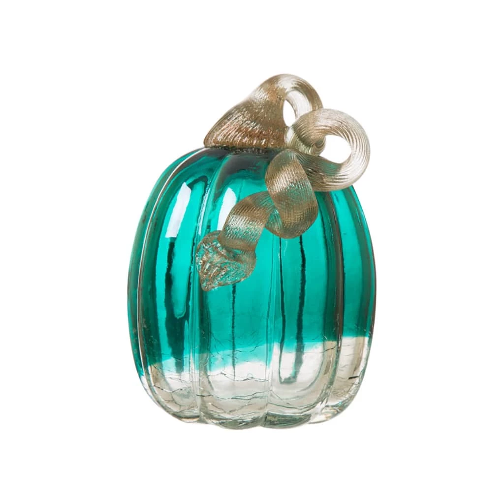 Flash Sale π Glitzhome® Crackle Glass Pumpkin, Turquoise β 3 Flash Sale π Glitzhome® Crackle Glass Pumpkin, Turquoise β