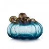 Best Pirce π Glitzhome® Short Glass Pumpkin, Blue π 1 Best Pirce π Glitzhome® Short Glass Pumpkin, Blue π -Glitzhome Sales D205993S 1