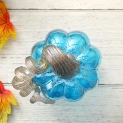 Best Pirce 🎁 Glitzhome® Glass Pumpkin, Blue 🎁 -Glitzhome Sales D205994S 4