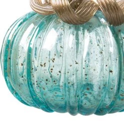 Discount 🧨 Glitzhome® Small Glass Pumpkin, Blue 👏 -Glitzhome Sales D205995S 3