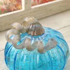Discount 🧨 Glitzhome® Small Glass Pumpkin, Blue 👏 -Glitzhome Sales D205995S 4
