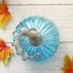 Discount 🧨 Glitzhome® Small Glass Pumpkin, Blue 👏 -Glitzhome Sales D205995S 5