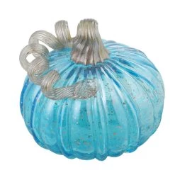 Discount 🧨 Glitzhome® Small Glass Pumpkin, Blue 👏 -Glitzhome Sales D205995S 7