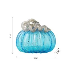 Discount 🧨 Glitzhome® Small Glass Pumpkin, Blue 👏 -Glitzhome Sales D205995S 8
