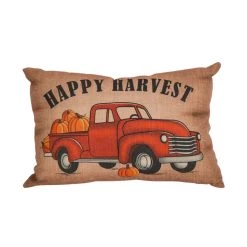 New π Glitzhome® Faux Burlap 'Happy Harvest' Truck Pillow β