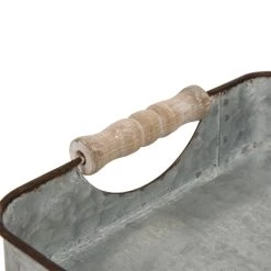 Best Sale ⌛ Glitzhome® Rectactangle Galvanized Iron Tray, Set of 2 ⭐ -Glitzhome Sales D206005S 3