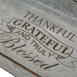 Best Sale ⌛ Glitzhome® Rectactangle Galvanized Iron Tray, Set of 2 ⭐ -Glitzhome Sales D206005S 4