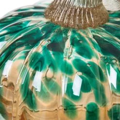 Hot Sale 🥰 Glitzhome® Small Glitter Glass Pumpkin, Blue & Gold 🥰 -Glitzhome Sales D206006S 3