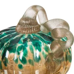 Hot Sale 🥰 Glitzhome® Small Glitter Glass Pumpkin, Blue & Gold 🥰 -Glitzhome Sales D206006S 4