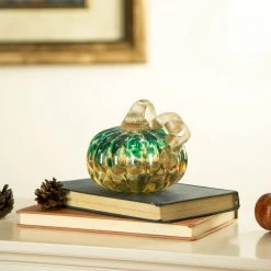 Hot Sale 🥰 Glitzhome® Small Glitter Glass Pumpkin, Blue & Gold 🥰 -Glitzhome Sales D206006S 6