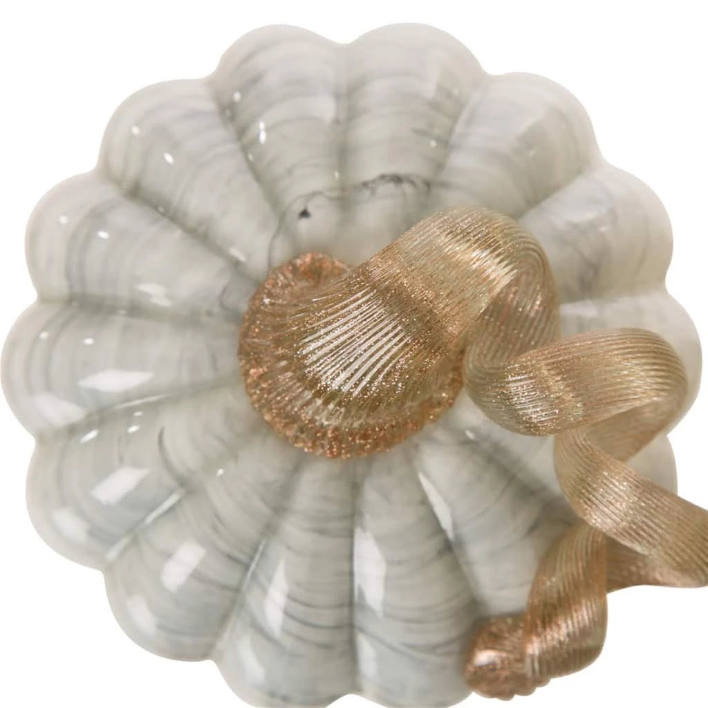 New ✔️ Glitzhome® Small Marble Glass Pumpkin, Gray ❤️ 4 New ✔️ Glitzhome® Small Marble Glass Pumpkin, Gray ❤️ - Image 2