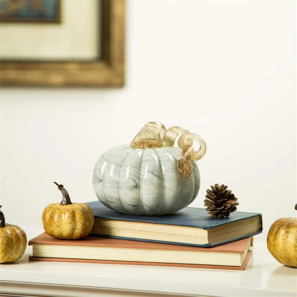 New ✔️ Glitzhome® Small Marble Glass Pumpkin, Gray ❤️ 8 New ✔️ Glitzhome® Small Marble Glass Pumpkin, Gray ❤️ - Image 6