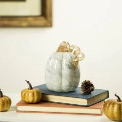 Hot Sale 😍 Glitzhome® Marble Tall Marble Glass Pumpkin, Gray 🛒 -Glitzhome Sales D206008S 6