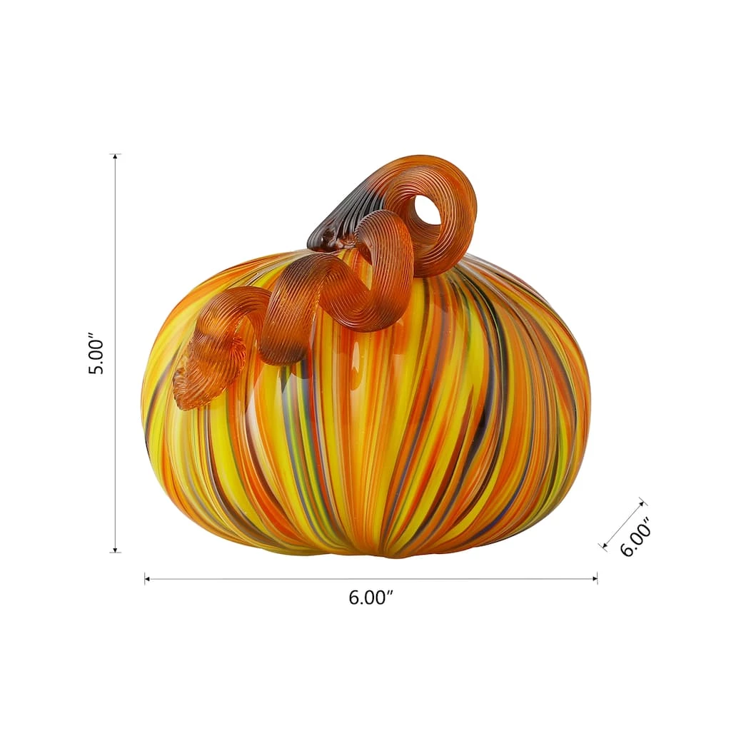 Buy π Glitzhome® Short Glass Pumpkin, Multicolor Stripes π 10 Buy π Glitzhome® Short Glass Pumpkin, Multicolor Stripes π - Image 8