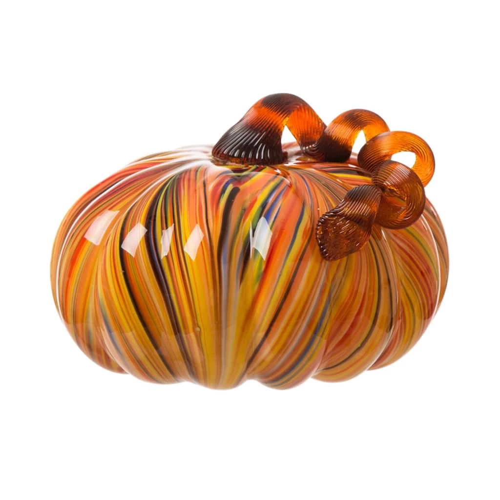 Outlet π€© Glitzhome® Large Glass Pumpkin, Multicolor Stripes π 3 Outlet π€© Glitzhome® Large Glass Pumpkin, Multicolor Stripes π