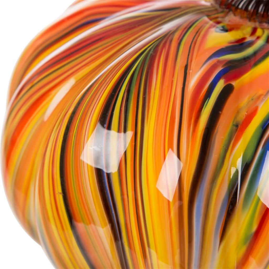 Outlet π€© Glitzhome® Large Glass Pumpkin, Multicolor Stripes π 4 Outlet π€© Glitzhome® Large Glass Pumpkin, Multicolor Stripes π - Image 2