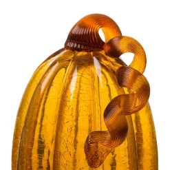 Brand new 🤩 Glitzhome® Tall Crackle Glass Pumpkin, Amber ⌛ -Glitzhome Sales D206017S 3