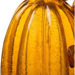 Brand new 🤩 Glitzhome® Tall Crackle Glass Pumpkin, Amber ⌛ -Glitzhome Sales D206017S 5