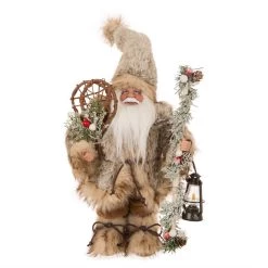 Best deal ❤️ Glitzhome® 12" 🔔 Christmas Light Brown Faux Fur Santa Figurine 😉
