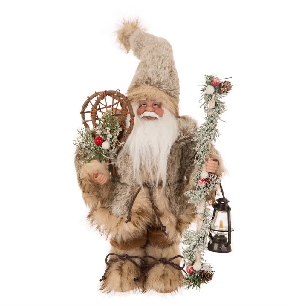 Best deal β€οΈ Glitzhome® 12" π Christmas Light Brown Faux Fur Santa Figurine π 3 Best deal β€οΈ Glitzhome® 12" π Christmas Light Brown Faux Fur Santa Figurine π