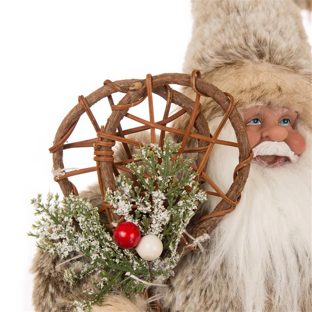 Best deal β€οΈ Glitzhome® 12" π Christmas Light Brown Faux Fur Santa Figurine π 5 Best deal β€οΈ Glitzhome® 12" π Christmas Light Brown Faux Fur Santa Figurine π - Image 3
