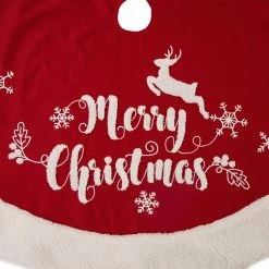 Cheap ⭐ Glitzhome® 48" Merry 🎁 Christmas Fabric 🎁 Christmas Tree 👗 Skirt ✨ -Glitzhome Sales D210718S 4
