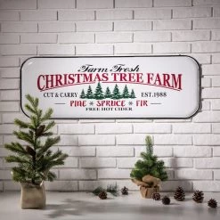 Buy 🎉 Glitzhome® 🎅 Christmas Tree Farm Farmhouse Metal Enamel Sign 🎁 -Glitzhome Sales D210724S 6