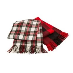 Hot Sale 🥰 Glitzhome® Red & Black Plaid Woven Throw 🎉 -Glitzhome Sales D210753S 6