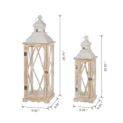 Best Sale 😀 Glitzhome® White Farmhouse Wood & Metal Lantern Set 🎉 -Glitzhome Sales D216235S 8