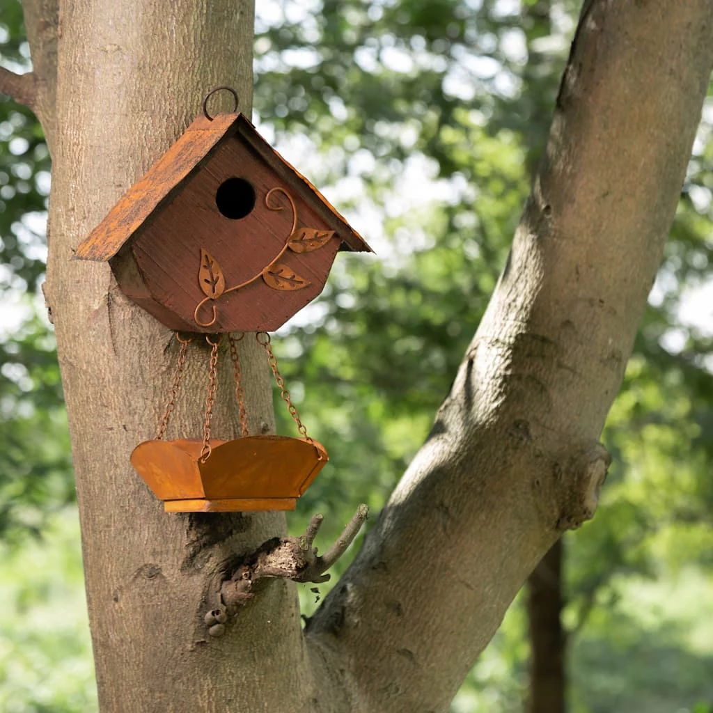 Flash Sale π₯ Glitzhome® Distressed Wooden Birdhouse with Bird Bath β¨ 4 Flash Sale π₯ Glitzhome® Distressed Wooden Birdhouse with Bird Bath β¨ - Image 2