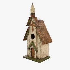 Outlet 😀 Glitzhome® Distressed Wooden Church Birdhouse 🎉 -Glitzhome Sales D216256S 3