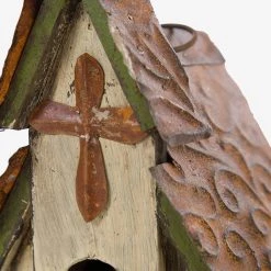 Outlet 😀 Glitzhome® Distressed Wooden Church Birdhouse 🎉 -Glitzhome Sales D216256S 4