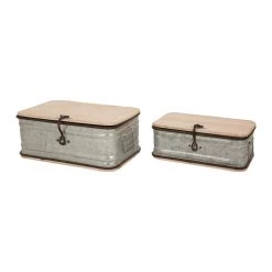 Cheap ❤️ Glitzhome® Galvanized Wood Storage Chest Set 😉