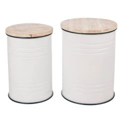 Deals 🎁 Glitzhome® Farmhouse Metal Enamel Storage Stool Set 👍 -Glitzhome Sales D216269S 11