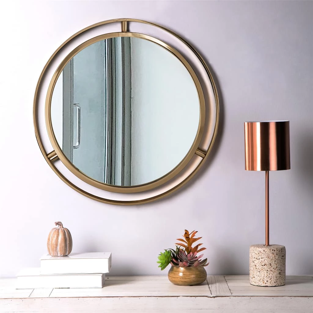 Hot Sale π Glitzhome® 24" Deluxe Round Gold Mirror π 4 Hot Sale π Glitzhome® 24" Deluxe Round Gold Mirror π - Image 2