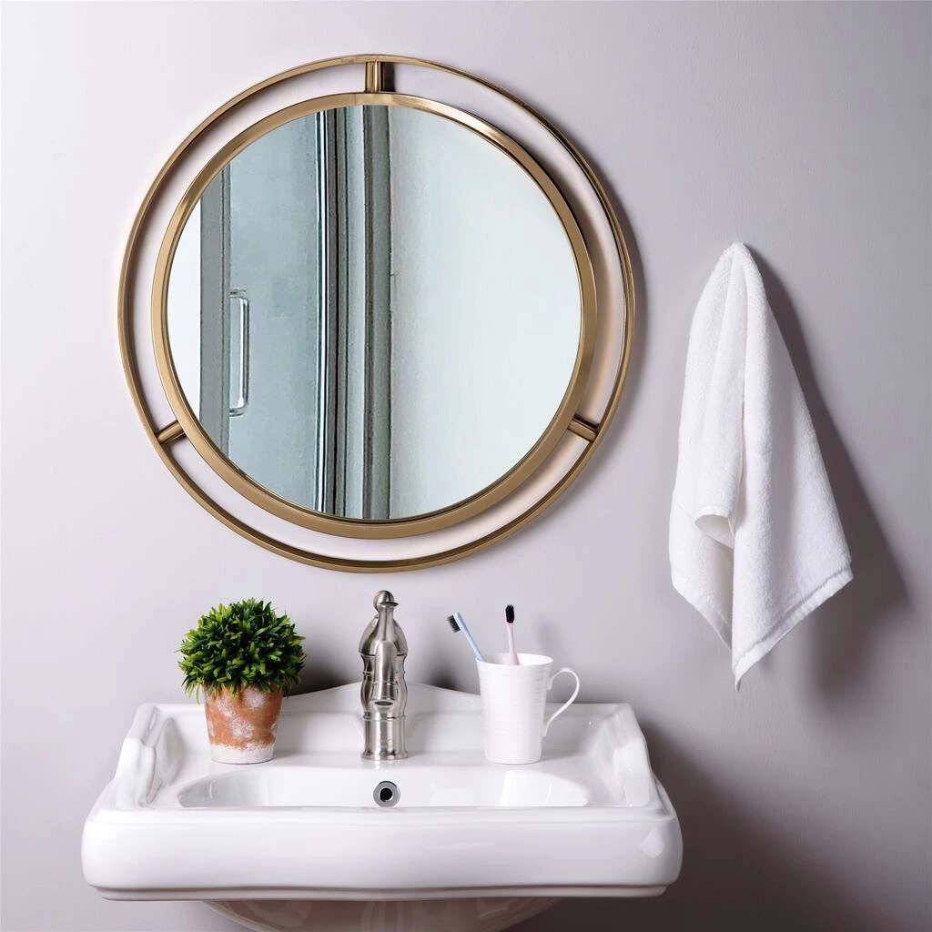 Hot Sale π Glitzhome® 24" Deluxe Round Gold Mirror π 5 Hot Sale π Glitzhome® 24" Deluxe Round Gold Mirror π - Image 3