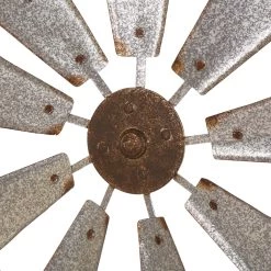 Flash Sale 🔔 Glitzhome® 22" Farmhouse Metal Galvanized Wind Spinner Wall Décor 👏 -Glitzhome Sales D216283S 4