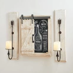 Flash Sale 🔥 Glitzhome® 19.75" Farmhouse Wooden Chalkboard Barn Door 😍 -Glitzhome Sales D216285S 3