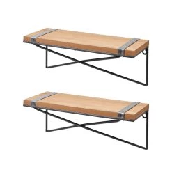 Cheapest ⭐ Glitzhome® 15.8" Farmhouse Metal & Wooden Wall Shelf Set ✨