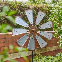 Outlet π Glitzhome® 69.41" Farmhouse Metal Galvanized Wind Spinner Décor π₯ 12 Outlet π Glitzhome® 69.41" Farmhouse Metal Galvanized Wind Spinner Décor π₯ -Glitzhome Sales D216290S 3