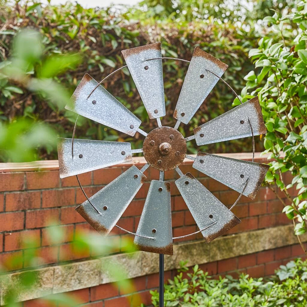 Outlet π Glitzhome® 69.41" Farmhouse Metal Galvanized Wind Spinner Décor π₯ 5 Outlet π Glitzhome® 69.41" Farmhouse Metal Galvanized Wind Spinner Décor π₯ - Image 3