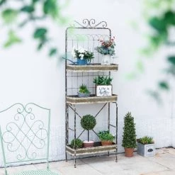 Outlet 🥰 Glitzhome® 68" Farmhouse Metal Planter Stand 🔥 -Glitzhome Sales D216291S 5